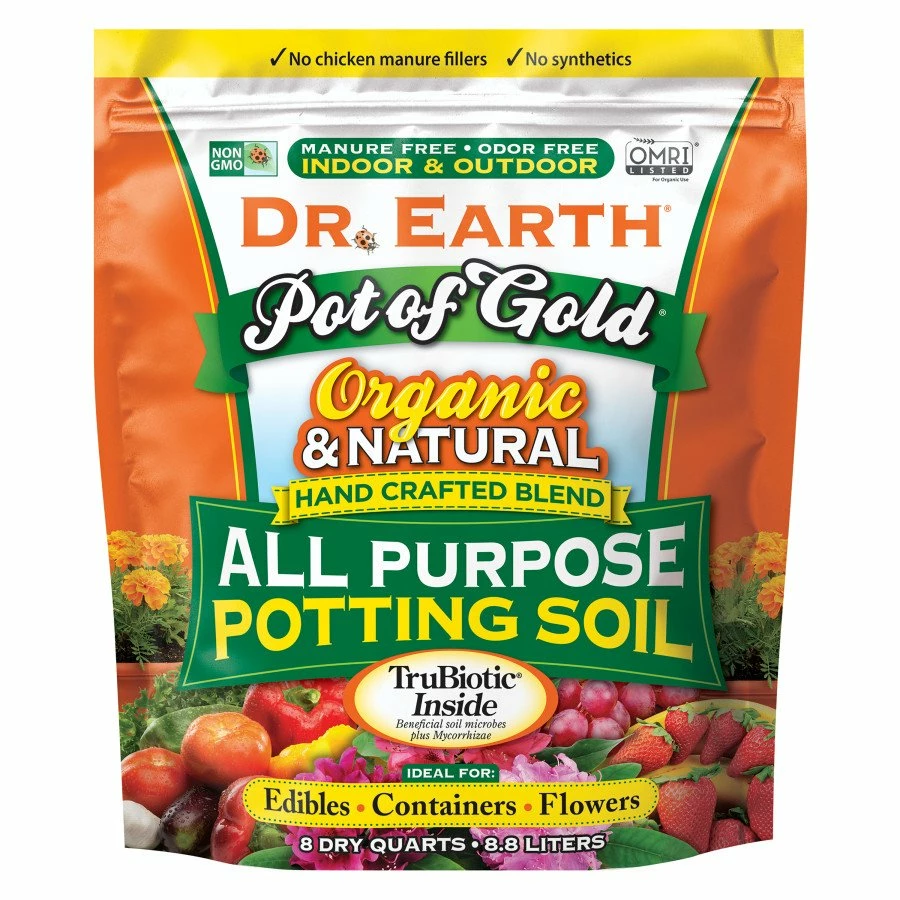 Indoor Gardening Dr. Earth Pot Of Gold Premium All Purpose Potting Soil 8 Qt 1 Indoor Gardening Dr. Earth Pot Of Gold Premium All Purpose Potting Soil 8 Qt