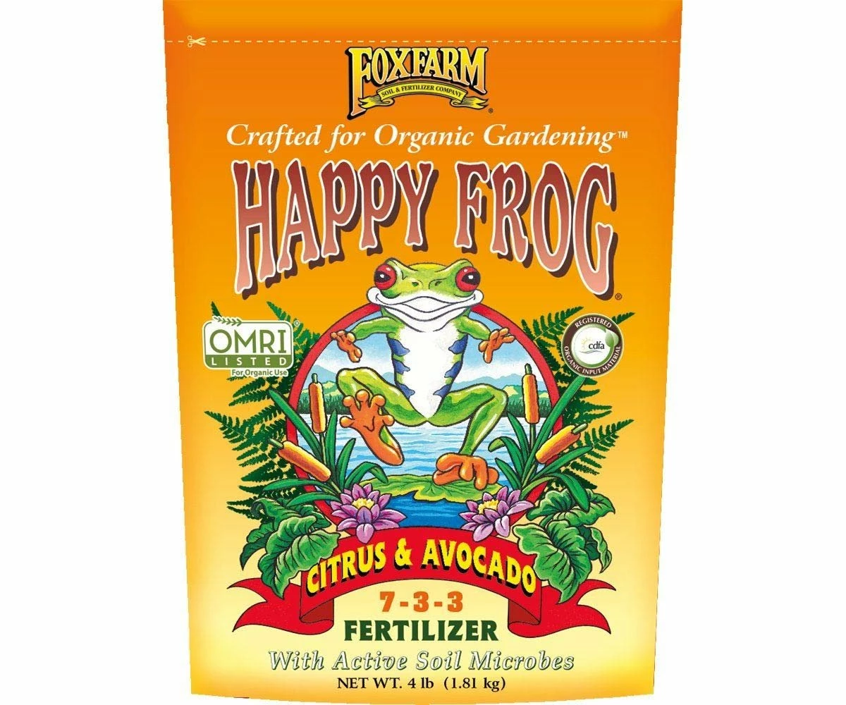 Foxfarm OMRI Happy Frog Citrus & Avocado Fertilizer 7-3-3, 4 Lb. Bag 1 Foxfarm OMRI Happy Frog Citrus & Avocado Fertilizer 7-3-3, 4 Lb. Bag