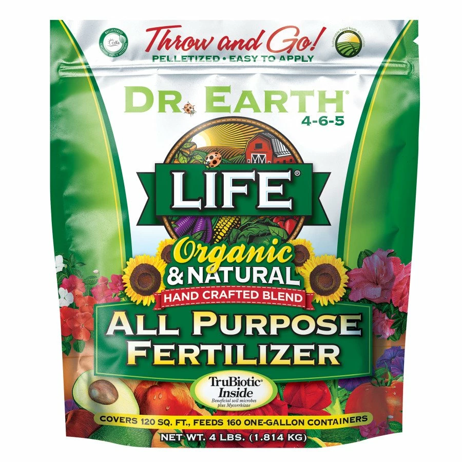 Dr. Earth Life All Purpose Pelletized Fertilizer 4-6-5 4Lb 1 Dr. Earth Life All Purpose Pelletized Fertilizer 4-6-5 4Lb