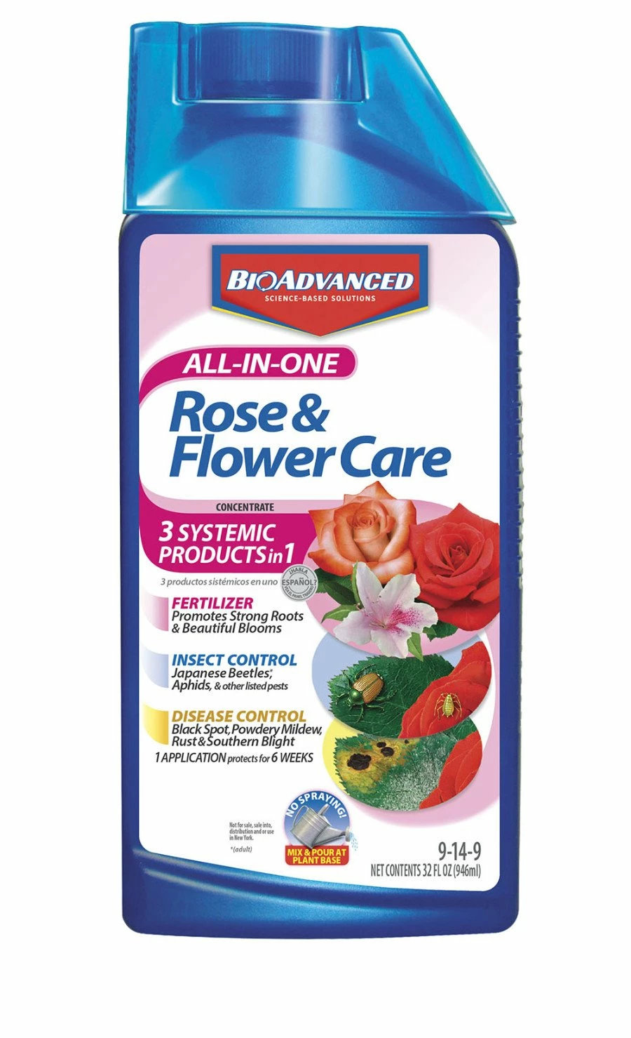 BioAdvanced All-In-One Rose & Flower Care Concentrate 9-14-9 32fl Oz Manure & Pesticides 1 BioAdvanced All-In-One Rose & Flower Care Concentrate 9-14-9 32fl Oz Manure & Pesticides
