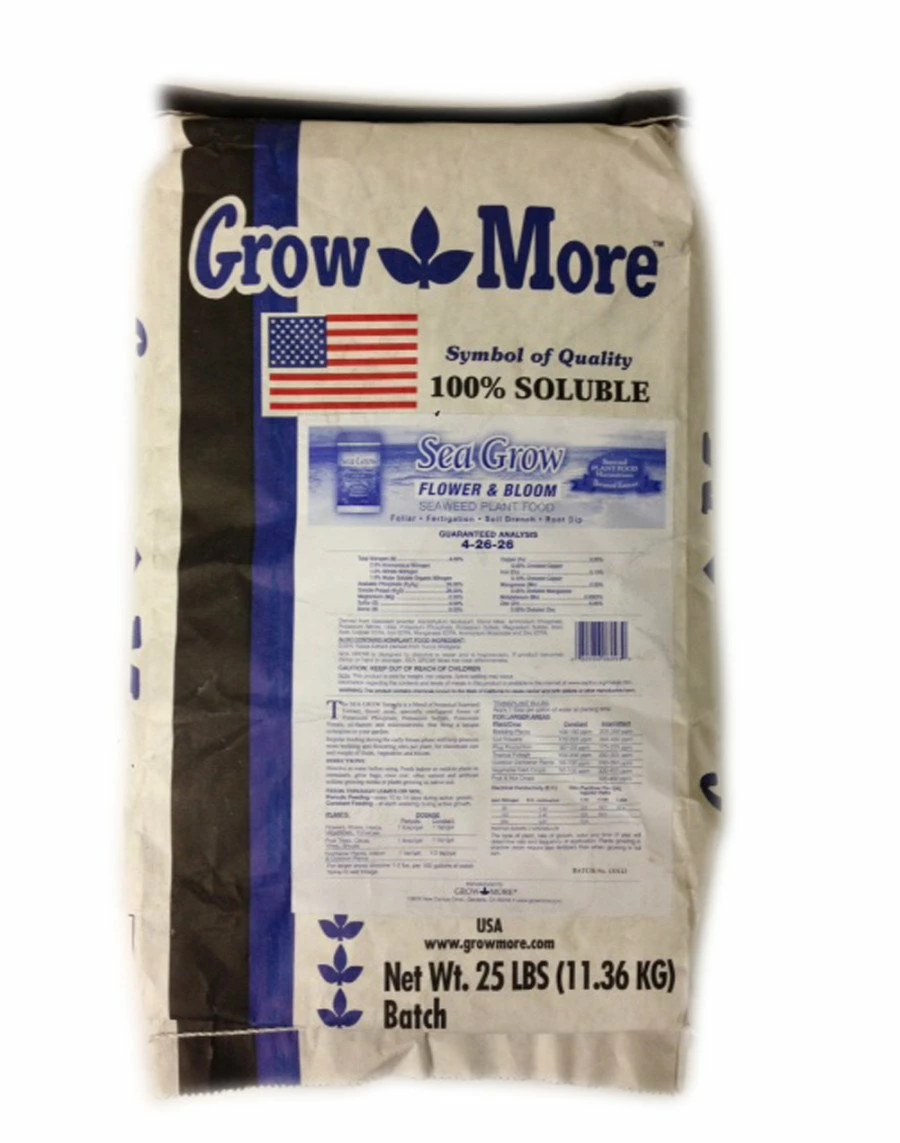 Grow More Sea Grow Flower & Bloom Water Soluble Seaweed Plant Food 4-26-26, 25 Lb Indoor Gardening 1 Grow More Sea Grow Flower & Bloom Water Soluble Seaweed Plant Food 4-26-26, 25 Lb Indoor Gardening