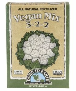 Down To Earth Vegan Mix Natural Fertilizer 3-2-2 5lb Indoor Gardening